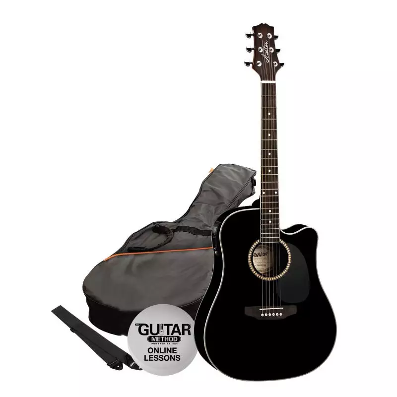 Ashton SPD25CEQbk Pack Guitarra Electroacustica Dreadnought Negra